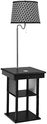 Brightech Madison w. Table & Lamp Combo, Desk Lamp with Wireless Charging Pad and USB Port, Bedside Reading Lamp, Nightstand Lamp with LED Bulb for Bedroom, Living Room, Office - Classic Black
