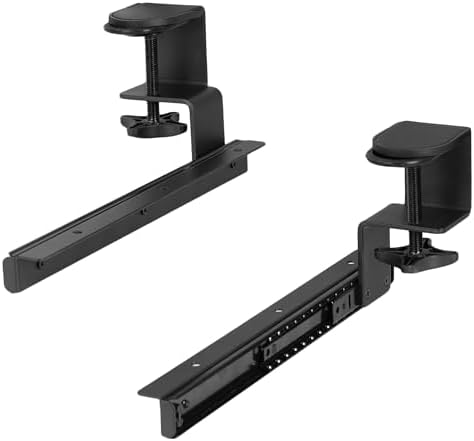 VIVO Clamp and 12 inch Rail Set for DIY Custom Wooden Keyboard Trays (Rail Set Only - Tray Not Included), Pull Out Slider Track with C-clamp Mount System, Black, MOUNT-RAIL02