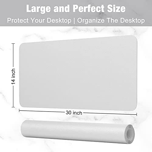 Hsurbtra Desk Pad, 30" x 14" PU Leather Desk Mat, XL Extended Mouse Pad, Waterproof Desktop Blotter Protector, Non-Slip Ultra Thin Large Laptop Keyboard Writing Mat for Office Home, Gray
