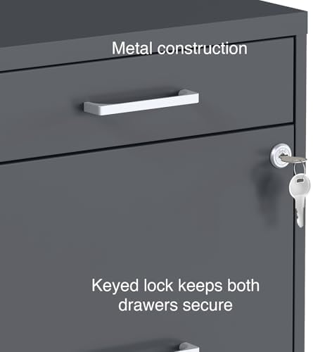 Staples 3-Drawer Vertical File Cabinet, Letter/Legal, Locking, Charcoal