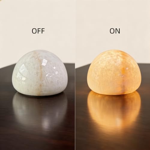 Natural Marble Lamp Cordless Touch Control Night Light Rechargeable Small Marble Table Lamp, Dimming Warm Glow Portable Marble Touch Lamp for Bedroom, Living Room, Decor Gift (A-with Vein)