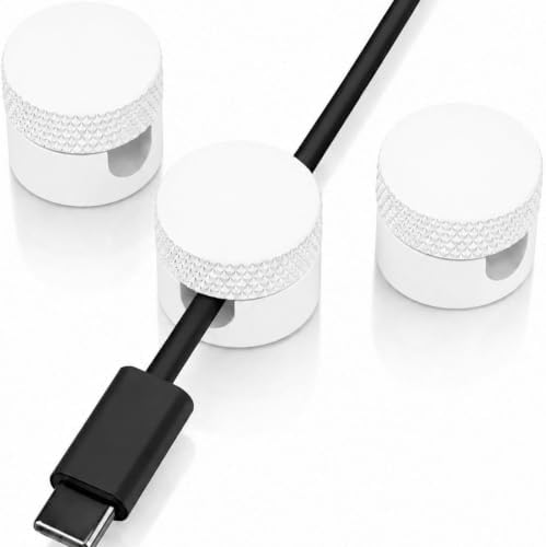 3PCS Premium Cord Holder for Nightstand, Computer Cord Organizer for Desk, Appliance Cord Organizers, Stick-On Cable Clip for Charger, Laptop, USB, Headphones, Wire Management Set, White