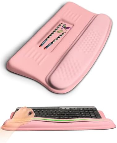 Ergonomic Wave Wrist Rest with Keyboard Stand, Cushioned Palm Rest, Comfortable Integrated Memory Foam for Natural Typing and Relieve Wrist Pain, Pink Serenity