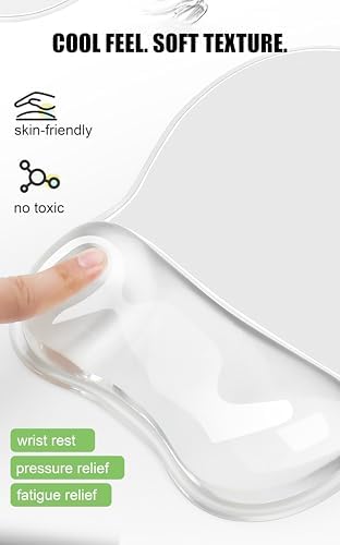 Gel Wrist Rest for Mouse,Ergonomic Mousepad with Clear Cushioned Palm Rest,Gel Mouse Pad with Wrist Support,Small Desk Mat,Office Desk Work Accessories for Women,Carpal Tunnel Relief (B-Black)