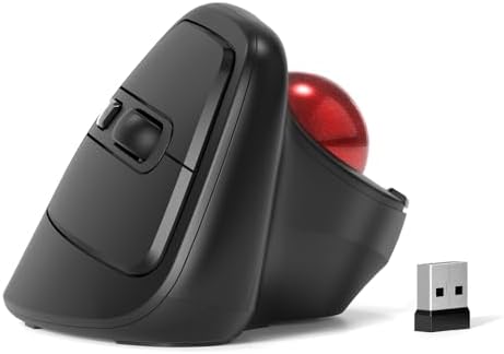 MicroPack Ergonomic Wireless Mouse with Trackball and 5 Adjustable DPI, Easy Thumb Control, Precise & Smooth Tracking. Update Bluetooth Medium-Sized Right Hand Mouse for Laptop, PC, Mac, Windows