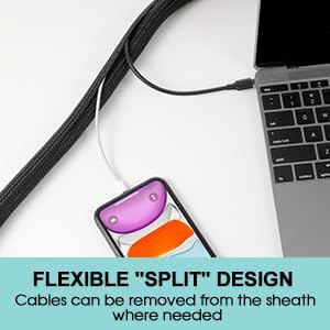 AGPTEK Cable Sleeve, 10ft - 1 inch Cable Management Cord Hider, Black