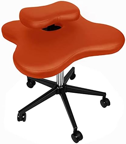 H&A Cross-Legged kneeing Chair for Office Home, Meditation Seat for Reducing Back Pain, Ergonomic Posture Corrective Seat with Height Adjustable (Orange), 26.5inch x 23.5inch