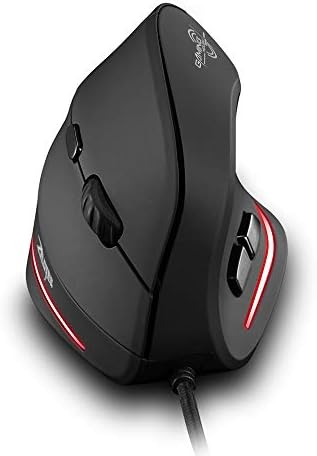 zelotes Vertical Ergonomic Mouse,3200DPI,6 Buttons,LED Illumination,Prevention Against Mouse Arm,USB Optical Wired Mice for Laptop,PC,Mac,Black