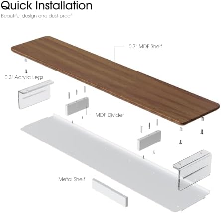 Fenge 42.5" Dual Monitor Stand with Clear Acrylic Legs, Brown