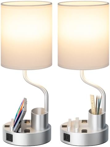 Fenmzee Bedside Lamps for Bedroom Set of 2 - Table Desk Lamp for Nightstand