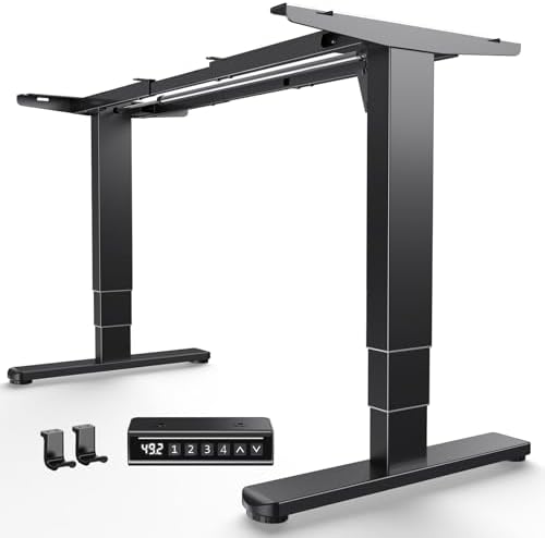 HUANUO 3-Stage Standing Desk Frame with Double Crossbeam,Black Frame Only