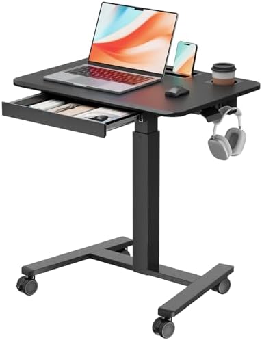 28" Mobile Standing Desk with Drawer, Portable Laptop Desk