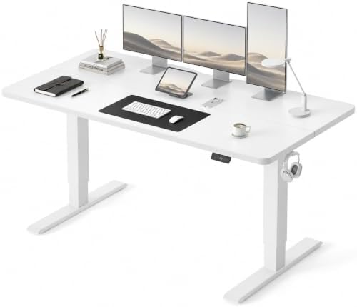 CubiCubi 63x28 Large Electric Standing Desk, 28" Deep Desktop, White