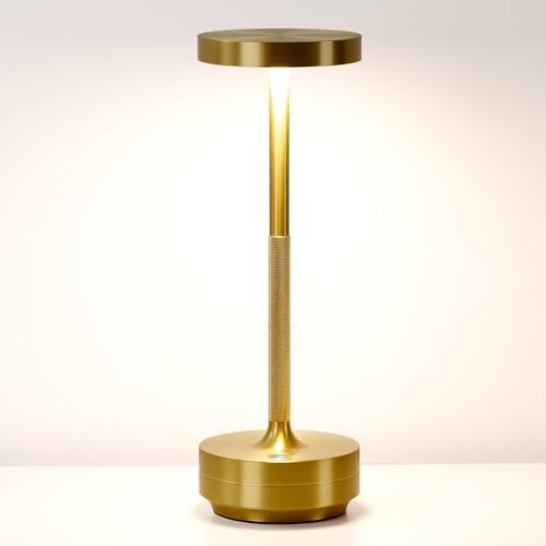Cordless Table Lamp Rechargeable, 72h Battery Powered Table Light, Gold