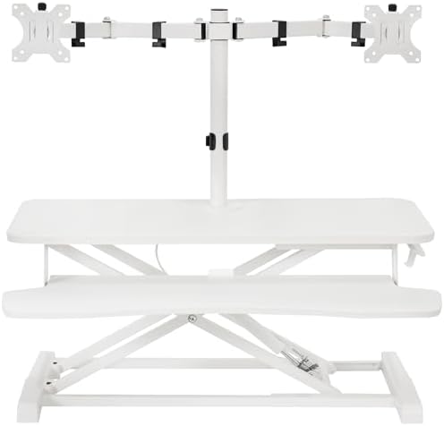VIVO White 32 in Standing Desk Converter with Monitor Stand, DESK-V000K-M2W
