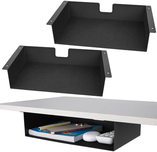2 Pack Under Desk Shelf - 13 Inch Under Desk Storage Shelf, Metal -Under Desk Organizer - Under Shelf Storage for Office Tables & Workstations