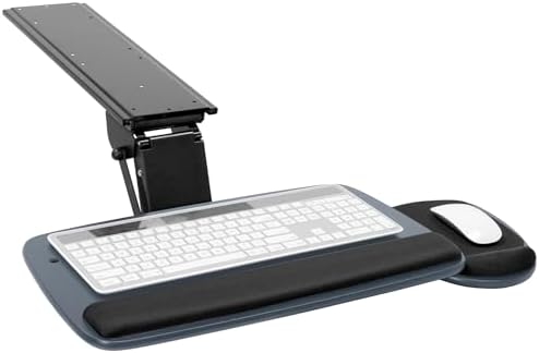 Mount-It! Under Desk Keyboard Tray, Adjustable Slide-Out Keyboard, Blue