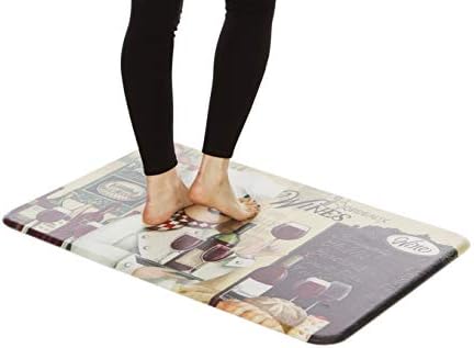J&V TEXTILES Anti Fatigue Cushioned Comfort Mat, Ergonomically Durable, Supportive, Padded, Thick and Washable, Stain-Resistant, Kitchen, Garage, Office Standing Desk Mats (Vino Chef)*