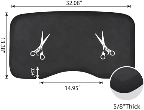 Anti Fatigue Salon Mat for Hair Stylist Anti-Slip Antique Series Salon & Barber Shop Chair Floor Mat (17''x32'' x 5/8'',Scissors)
