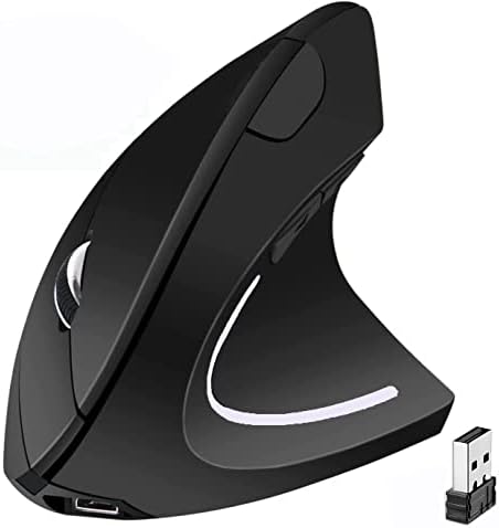Ergonomic Mouse, High Precision Vertical Wireless Mouse, Rechargeable 2.4GHz Optical Vertical Mice, 3 Adjustable DPI 800/1200/1600 DPI, for Laptop, PC, Computer etc, Specially for Right-handers