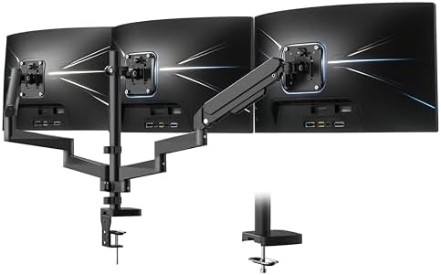 Triple Monitor Mount for 13-32" Screens, Monitor Stand with Long Arm