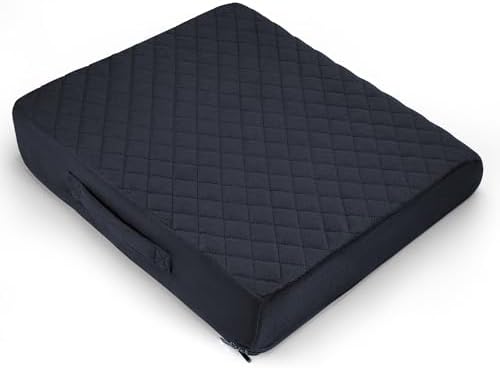 Medium-Soft 20x20x4 Memory Foam Recliner Chair Seat Cushion for Long Sitting - Armchair Pad with Washable Velvety Cover with Waterproof Layer & Non-Slip Base for Seniors & Elderly - Black