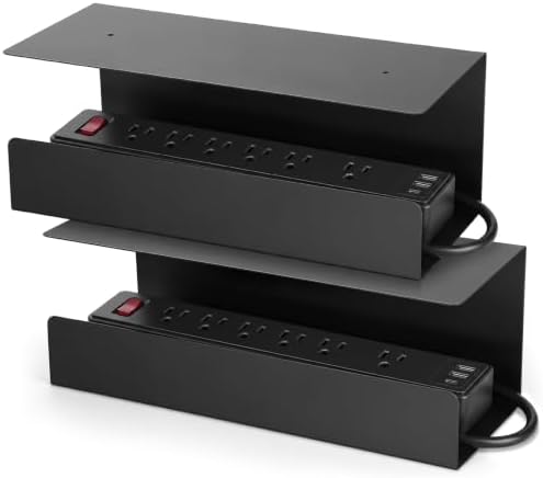 2 Pack Under Desk Cable Management Tray,Hold 11 lbs, 16 x 6 x 6 Inch, Black