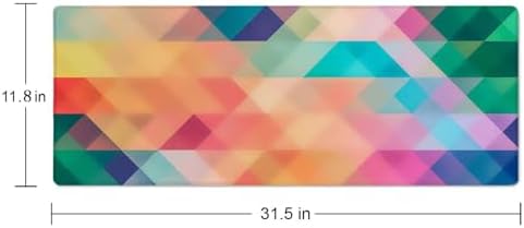 Colorful Triangles Print Desk Mat Large Gaming Mouse Pad XL Extended Mousepad Desk Pad Big Keyboard Pad Desktop Mouse Mat 31.5"x11.8" Deskmat for Gamers with Stitched Edges Non-Slip Rubber Base