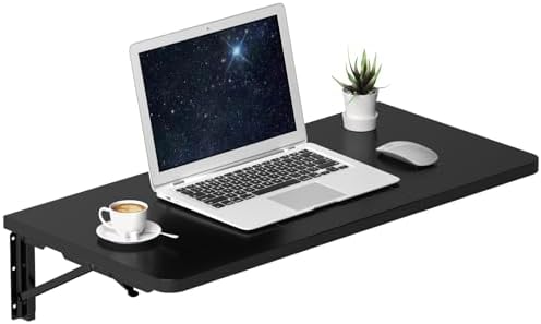 TEAMIX Wall Mounted Folding Desk for Small Spaces - Black, 29.9 x 15.7inch