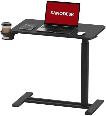 SANODESK 28''Mobile Standing Desk with Hidden Wheels,Pneumatic Laptop Desk