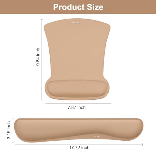 MOSISO Wrist Rest Support for Mouse Pad & Keyboard Set, Mocha