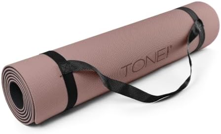 TONE Fitness 1/4" Yoga Mat, Non-Slip Exercise & Pilates Mat with Strap