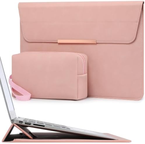 HYZUO 13.3-14 Inch Laptop Case Sleeve with Stand for MacBook,Pink