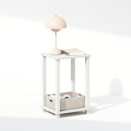 Furinno Simplistic Toolless 2-Tier Compact Night Stand, White