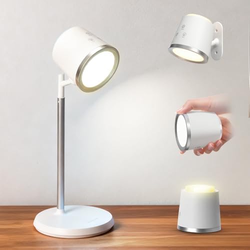 Cordless Desk Lamp, Magnetic Wall Mount LED Light, Portable Warm Night Light, Rechargeable Battery Powered Lamp, Dimmable Brightness & 3 Color Modes, Table Light for Reading, Work, Bedroom, Hallway