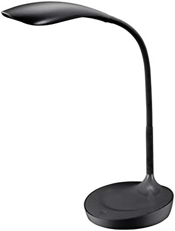 Bostitch Office KT-VLED1502-BLK Gooseneck LED Desk Lamp with USB Charging Port, Dimmable, Black