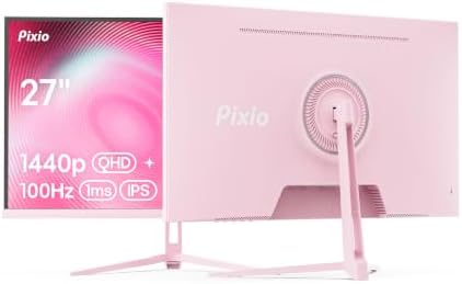 Pixio PX275 Wave Pink 27 inch 100Hz Refresh Rate QHD 1440p Resolution IPS Panel 1ms MPRT Response Time Gaming Monitor with Adaptive Sync