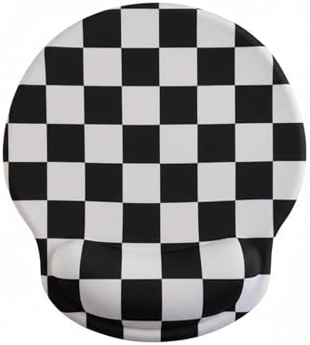Ohocut Black White Checkered Mouse Pad with Gel Wrist Rest, Wrist Support, Ergonomic Desk Accessories for Women, Office Laptop Gaming Decor, Cute Aesthetic Check Design