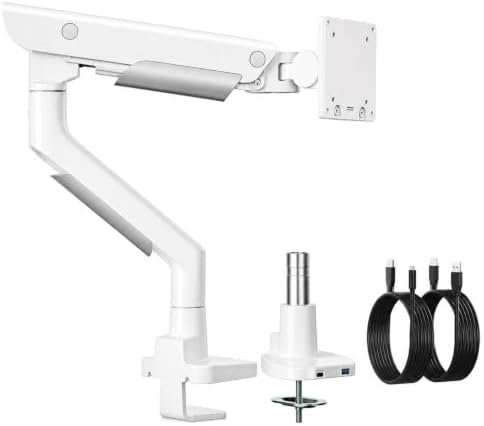 monTEK USB Monitor Arm for 17-57" Ultrawide, 59.4 lbs, White