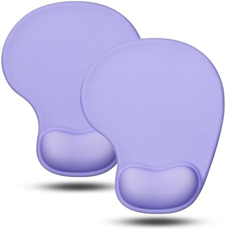 JIKIOU Ergonomic Mouse Pad with Gel Wrist Rest 2Pack, Portable Small Purple