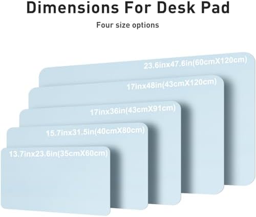 Aothia Faux Leather Desk Mat – Large Mouse Pad, Non-Slip PU Leather Blotter, Waterproof Writing Surface for Office and Home (Baby Blue, 47.2" x 23.6")