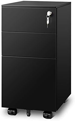 DEVAISE 3 Drawer File Cabinet with Lock, Fully Assembled Except Casters