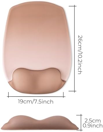 Mouse Pad with Wrist Rest Support, Ergonomic Mousepad with Comfortable Gel Cushion, Gaming Mouse Pad with Smooth Lycra Surface & Non-Slip PU Base, for Home Office Computer Laptop, Brown
