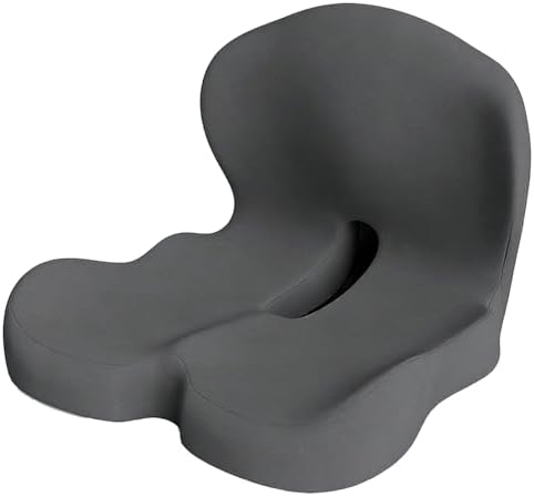 Orthopedic Cushion L-Shaped Memory Foam Seat Cushion, Ergonomic Office Chair Cushion with Lumbar Support for Desk, Car, Wheelchair (B-Black)