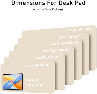 Aothia Faux Leather Desk Mat - Large Mouse Pad, Non-Slip PU Leather Blotter, Waterproof Writing Surface for Office and Home (Beige, 40" x 24")