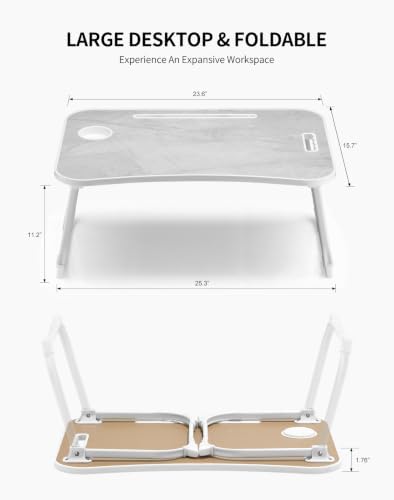 ZEAPTAC Foldable Lap Desk, Bed Desk, Bed Table & Laptop Stand w/Cup Holder
