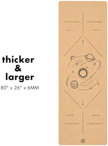Cork Yoga Mat with Natural Rubber Base, Extra Size, Thickness and Support, Excellent Cushion & Grip, Non-Slip, Non-Toxic, Sweat-Resistant, Sustainable, Eco-friendly Exercise Mat