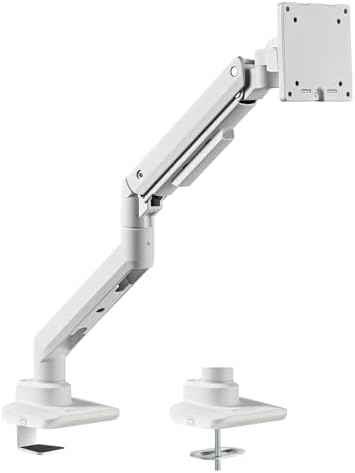 SilverStone Technology ARM14 White Single Monitor Arm with Heavy-Duty Gas Spring Design and Wide adjustability, SST-ARM14