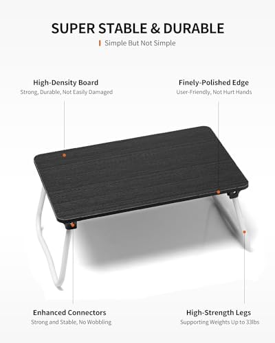 FISYOD Foldable Lap Desk, Laptop Bed Desk, Portable Bed Table, Laptop Stand for Bed & Couch, Lightweight & Mini - Black