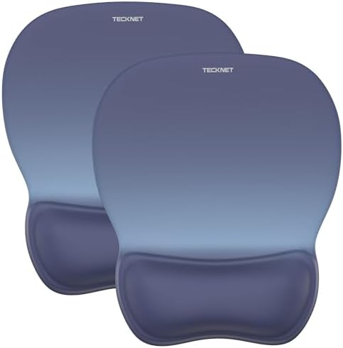 TECKNET 2 Pack Gel Ergonomic Mouse Pad with Wrist Rest, Non-Slip PU Base